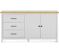 Bahut Miranda 2P3T blanc cire 150 x 40 x h80cm