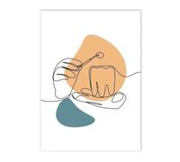 Baibexing Affiche Abstraite De Dents Colorées, Outils De Dentiste, Style Bloc De Couleur, Art Mural, Peinture Sur Toile, Décoration Pour Cabinet Médical Ou Maison, Format A3 30X40Cm Sans Cadre