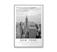 Baibexing Affiche Imprimée De Voyage Ville De New York, Impression En Noir Et Blanc, Peinture Sur Toile Murale Unique, Coordonnées, Décoration De Maison Minimaliste 30X40Cm Sans Cadre