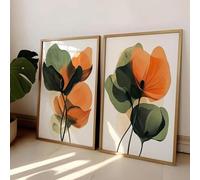 Baibexing Affiche Murale Abstraite De Fleurs Et De Plantes, Impression Sur Toile, Décoration Moderne Pour Salon Ou Maison 60X80Cmx2Pcs Sans Cadre