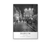 Baibexing Impression Sur Toile Représentant Un Voyage À Dublin, Affiche De Dublin, Art Mural Moderne Et Unique, Coordonnées En Noir Et Blanc, Décoration De Bureau Et De Maison 60X90Cm Sans Cadre