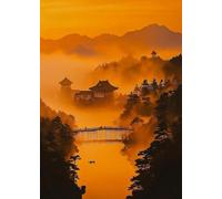 Baibexing Tableau Vintage Représentant Le Paysage Du Golden Bridge, Une Scène De Nature Paisible Et Apaisante, Idéal Pour Décorer Un Salon (Format A2). 40X50Cm Sans Cadre