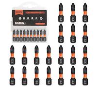 BAIDETS Pro PZ1 Lot de 20 embouts de tournevis 25 mm de long, tige hexagonale 1/4", avec boîte distributrice