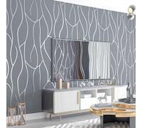 BaierSai Rouleau de papier peint non tissé texturé à motif géométrique moderne abstrait brillant de 9,5 x 0,53 m pour chambre à coucher, salon, 5,035 m² (5,035 m²) (gris foncé)