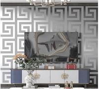 BaierSai Rouleau de papier peint non tissé texturé traditionnel chinois gris argenté 9,5 x 0,53 m pour chambre à coucher et salon 5,035 m²