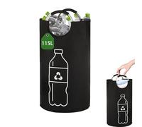 Baieye 115L Collecteur de Bouteilles et Verre, Tri Selectif pour Plastique, Rangement de Bouteilles Exterieur de Recyclage avec Poignée en Aluminium