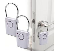 BAIFULAI Lot de 2 alarmes pour poignée de porte - 120 dB - Détecteur tactile - Pour la maison, la chambre d'hôtel, le camping-car - Blanc