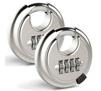 BAIFULAI Lot de 2 cadenas à combinaison ronds de 70 mm à 4 chiffres en acier inoxydable 304 - Cadenas avec code numérique - Cadenas à combinaison pour entrepôt, abri de jardin