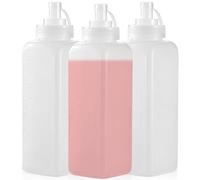 BAIFULAI Lot de 3 bouteilles à presser - 1000 ml - En plastique - Avec bouchon - Transparent - Pas de fuite - Pour peindre, ketchup, sauce piquante, huile d'olive