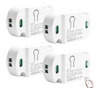 BAIFULAI Lot de 4 modules d'interrupteur intelligents 1 voie, 10 A, module d'interrupteur intelligent Wi-Fi, mini maison intelligente sans fil, commande vocale/minuterie, interrupteur Wi-Fi