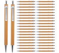 BAIFULAI Lot de 40 stylos à bille en bois réutilisables - En bambou - Ergonomiques - Pour écriture, journal, école, fournitures de bureau