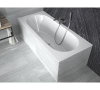 Baignoire acrylique 4-en-1 Rectangulaire 170x75 Blanc + bord en polystyrène (4 cm), siphon moderne et pieds (cadre) inclus | BADLAND VITAE SLIM