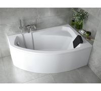 Baignoire acrylique 5en1 asymétrique 130x85 droite blanche + cuve acrylique + appui-tête noir, siphon et cadre modernes Premium | BADLAND RIMA