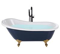 Baignoire Acrylique Autoportante avec Pieds 150 x 77 cm Bleu et Doré Cayman