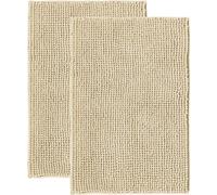 Baignoire antidérapante Chenille 50x80 cm - Super absorbant, Lavable en machine, Beige - Idéal pour salle de bain, douche, toilettes, ensemble de 2