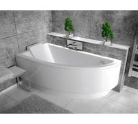 Baignoire asymétrique - 140 x 70 cm - Gauche - avec Habillage - Pieds - Vidage Chrome - PRAKTIKA