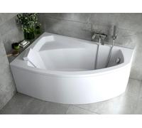 Baignoire asymétrique - 140 x 90 cm - Gauche - avec Habillage - Pieds - Repose-tête - Vidage Chrome - RIMA