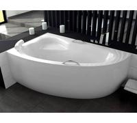 Baignoire asymétrique - 150 x 100 cm - Droite - avec Habillage - Pieds - Vidage Chrome - NATALIA