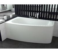 Baignoire asymétrique - 150 x 80 cm - Droite - avec Tablier - Pieds - Vidage Chrome - LUNA