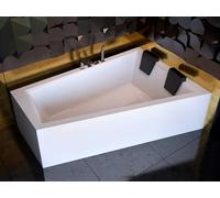 Baignoire asymétrique - 170 x 125 cm - Droite - sans Habillage - avec Pieds - Étagère bambou - Vidage Chrome - INTIMA DUO
