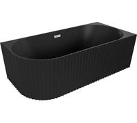 Baignoire autoportante d'angle cannelée droite Mexen Gia 170 x 80 cm, noir mat, siphon nickel brossé - 52701708071P-97