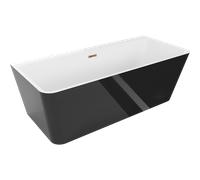 Mexen Volta baignoire autoportante murale 170 x 75 cm, blanc/noir, trop-plein or rose - 51131707575-60 45582 5905315378156
