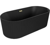 Baignoire autoportante striée Mexen Paola 150 x 75 cm, noir mat, trop-plein doré brossé - 52721507571-55