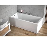 Baignoire BADLAND - Acrylique - Blanc - Rectangulaire - Moderne - 120 x 70 cm - Kit pieds et bonde chromée - UE - 3 en 1