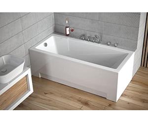 Baignoire BADLAND - En acrylique - Blanche - Rectangulaire - Moderne - 180 x 80 cm - Kit complet avec pieds et bonde automatique chromée exclusive - Fabriqué en UE - 3 en 1