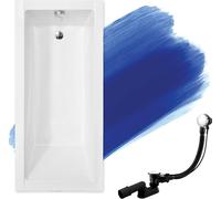 Baignoire BADLAND Rectangle Moderne SLIM 140x70 rebord 15mm avec vidage et pieds sans habillage