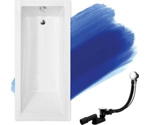 Baignoire BADLAND Rectangle Moderne SLIM 180x80 rebord 15mm avec vidage et pieds sans habillage
