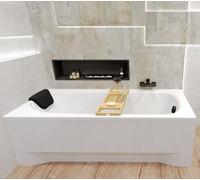 Baignoire BADLAND rectangulaire 140x70 avec vidage et pieds S sans habillage + tablette de bain en bambou + coussin de baignoire | BADLAND BONA