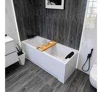Baignoire BADLAND rectangulaire 160x70 avec vidage et pieds S sans habillage + tablette de bain en bambou + coussin de baignoire | BADLAND MODERNE