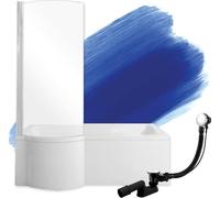 Baignoire BADLAND rectangulaire Inspiro GAUCHE 170x70 avec paroi en verre, pieds et vidage sans habillage