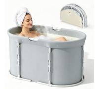 Baignoire, Baignoire pliable pour douche, baignoire mobile pour bain chaud et bain de glace, Baignoire de glace portable pour adultes (Gris)