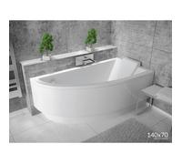 Baignoire Bain d'angle 140x70 Droite +tablier en acrylique Siphon+pieds PRAKTIKA