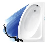 Baignoire Bain d'angle 140x80 Droite, Siphon de bain et pieds - 3en1 - CORNEA