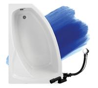 Baignoire Bain d'angle 140x80 Gauche, Siphon de bain et pieds - Set 3en1 - FRIDA