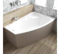 Baignoire d'angle 140x90 droite avec revêtement en polystyrène, écoulement & pieds S | Set complet 4en1 baignoire originale acrylique siphon | BADLAND FRIDA