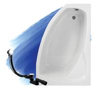 Baignoire Bain d'angle 140x90 Droite, Siphon de bain et pieds - Set 3en1 - FRIDA