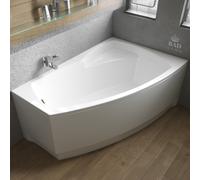 Baignoire d'angle 140x90 droite avec tablier acrylique, vidage & pieds S | Set complet 4in1 baignoire originale acrylique siphon | BADLAND FRIDA