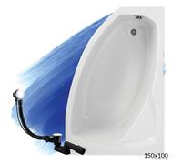BADLAND Baignoire d'angle Frida DROITE 150x100 avec vidage et pieds S sans habillage