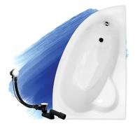 Baignoire Bain d'angle 150x100 Droite, Siphon de bain et pieds - 3en1 - NATALIA