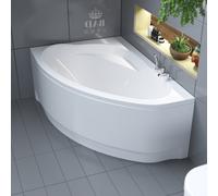 Baignoire d'angle 150x100 gauche avec tablier acrylique, vidage & pieds S | Set complet 4in1 baignoire originale acrylique siphon | BADLAND MAREA