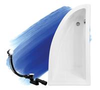 Baignoire Bain d'angle 150x70 Droite, Siphon de bain et pieds - 3en1 - PRAKTIKA
