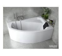 Baignoire Bain d'angle 160x100 Droite + appui-tête Siphon + pieds - 4en1 - RIMA