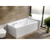 Baignoire d'angle 160x100 droite avec tablier acrylique, écoulement & pieds S | Set complet 4en1 baignoire originale acrylique siphon | BADLAND INFINITY
