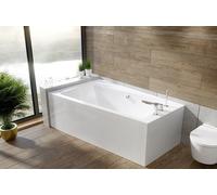 Baignoire d'angle 160x100 gauche avec tablier acrylique, bonde & pieds S | Set complet 4en1 baignoire originale acrylique siphon | BADLAND INFINITY