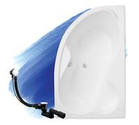 Baignoire Bain d'angle 160x105 Droite, Siphon de bain et pieds - Set 3en1 - MEGA
