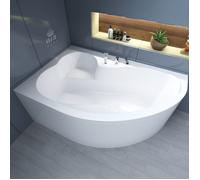 Baignoire d'angle 160x105 gauche avec tablier acrylique, bonde & pieds S | Set complet 4en1 baignoire acrylique originale siphon | BADLAND MEGA